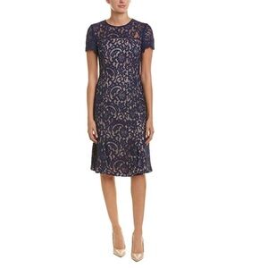 Eliza J navy and cream lace cocktail dress.